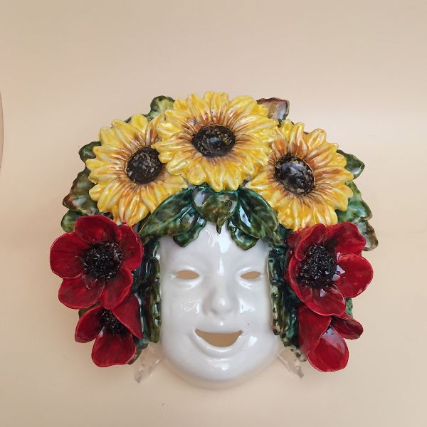 MA401B-25GP - Medium mask with sunflowers and poppies cm. 25